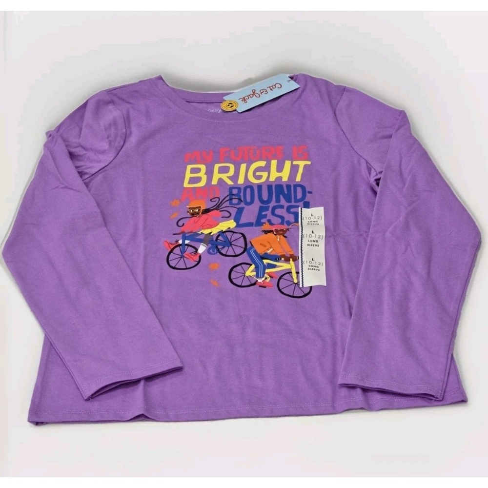 Cat & Jack Girls Purple Bright and Boundless Graphic Long Sleeve Shirt L 10-12